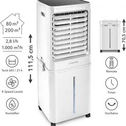Trotec Climatiseur 1210003031 PAE 61 Refroidisseur D'air, Ventilateur, Humidificateur